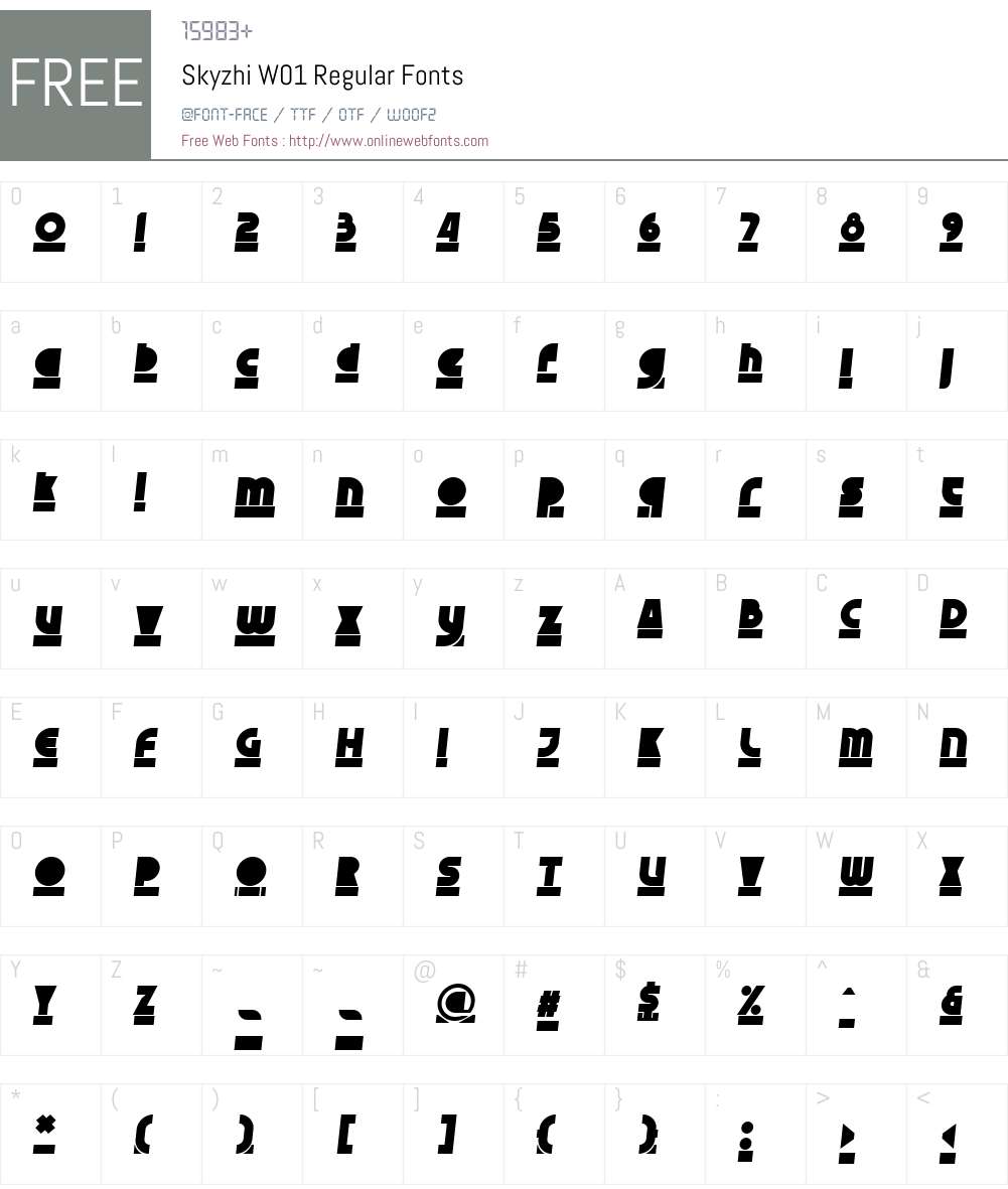 Skyzhi Font Screenshots