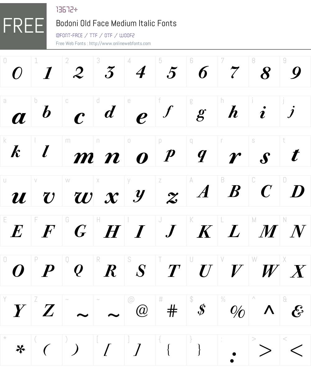 Bodoni Old Face BQ Font Screenshots