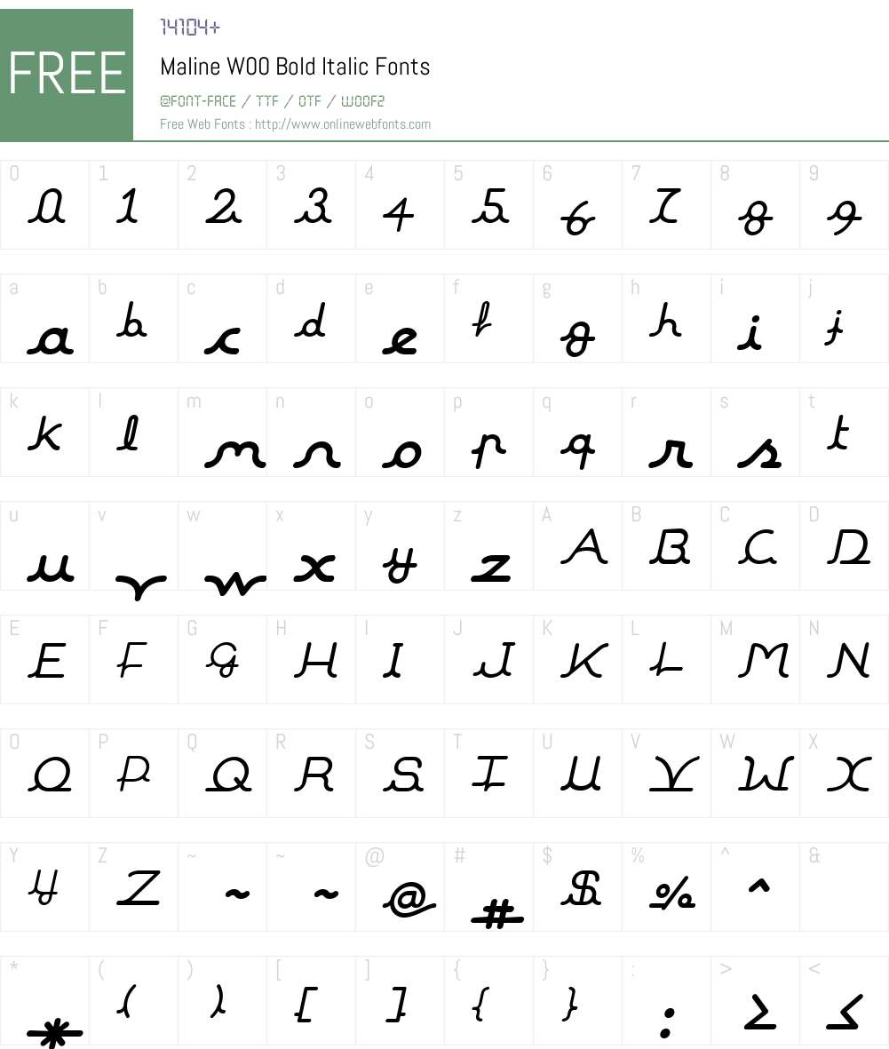 MalineW00-BoldItalic Font Screenshots