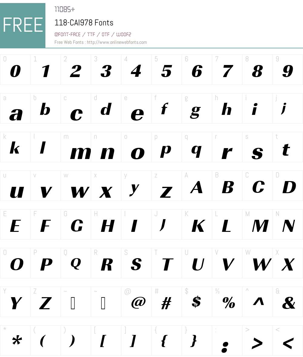 118-CAI978 Font Screenshots
