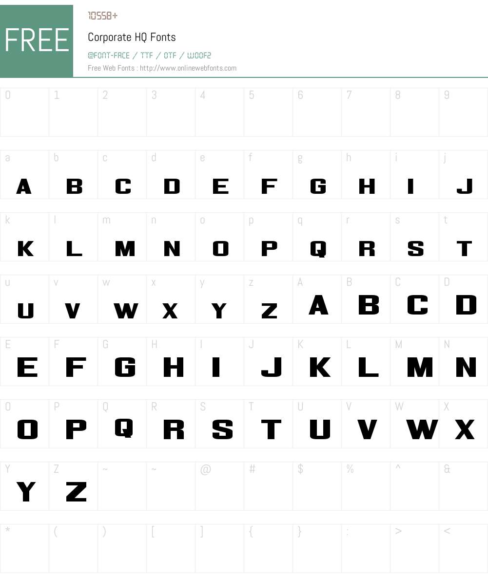 Corporate HQ Font Screenshots