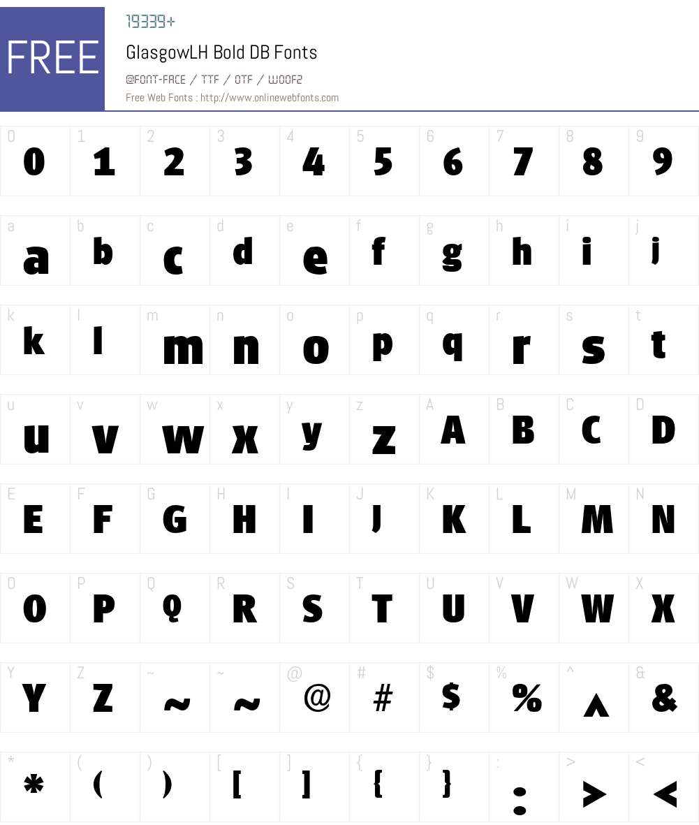 GlasgowLH DB Font Screenshots