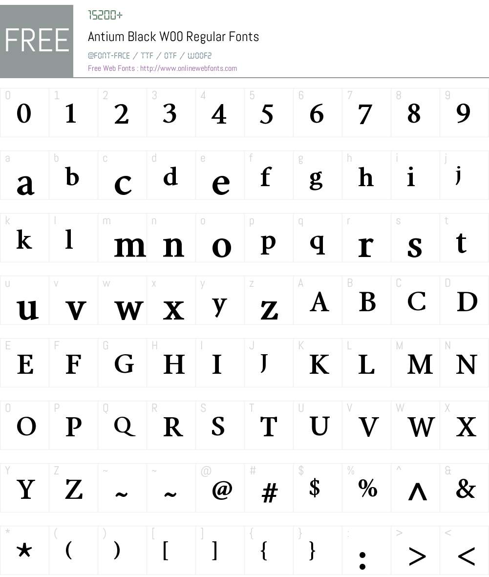 AntiumBlackW00-Regular Font Screenshots