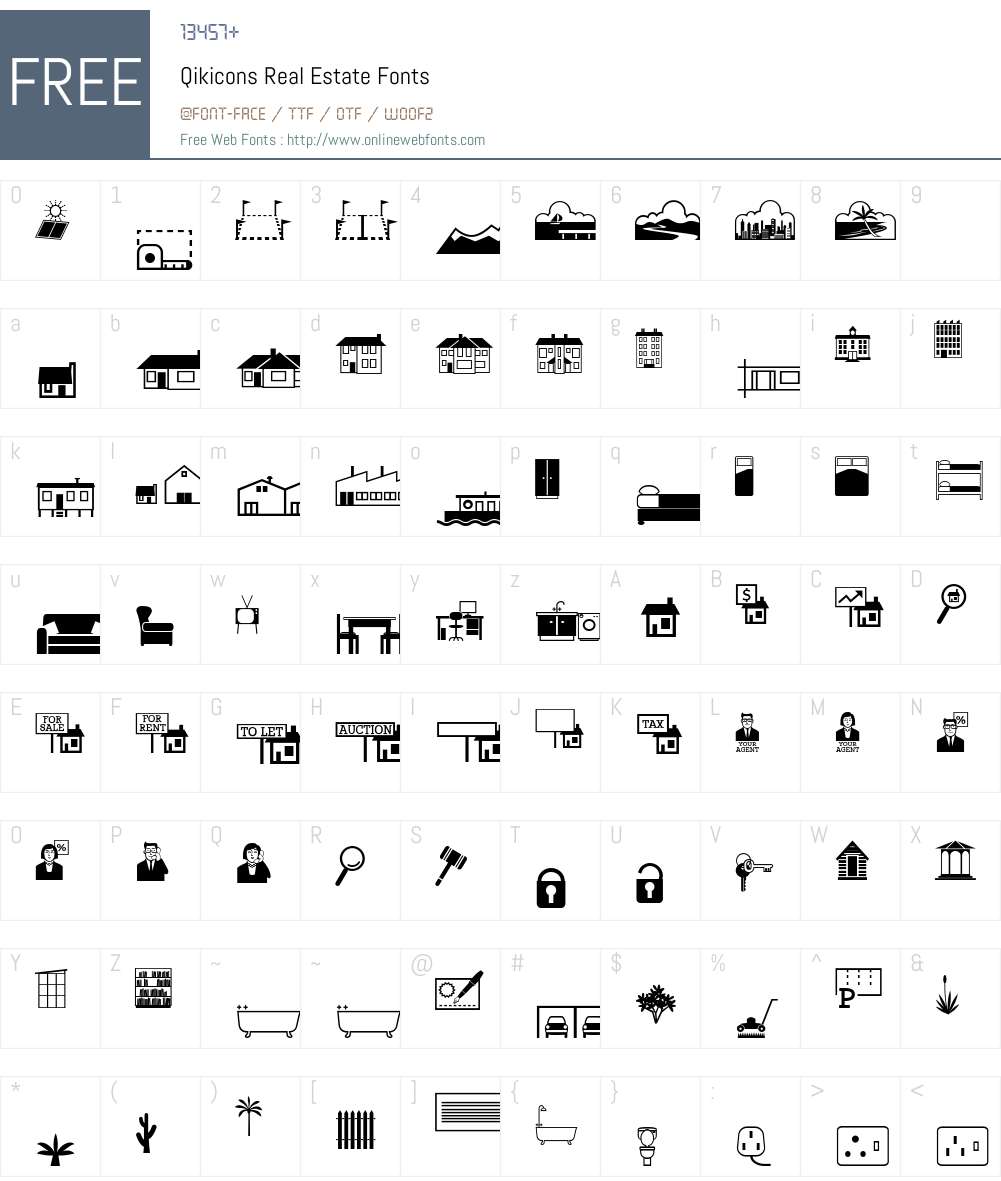 Qikicons Real Estate 1.00 August 28, 2013, initial release Fonts Free ...