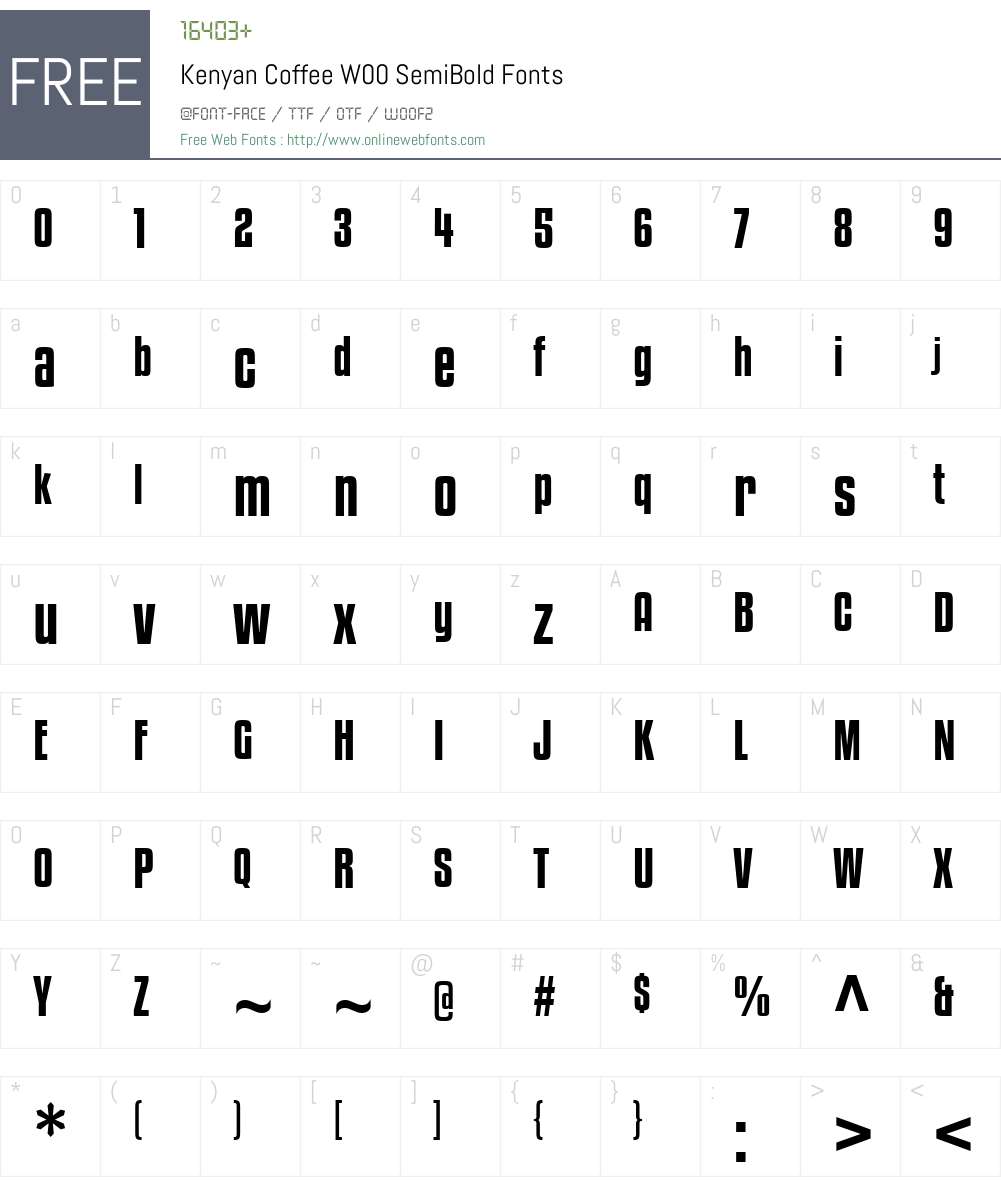 KenyanCoffeeW00-SemiBold Font Screenshots