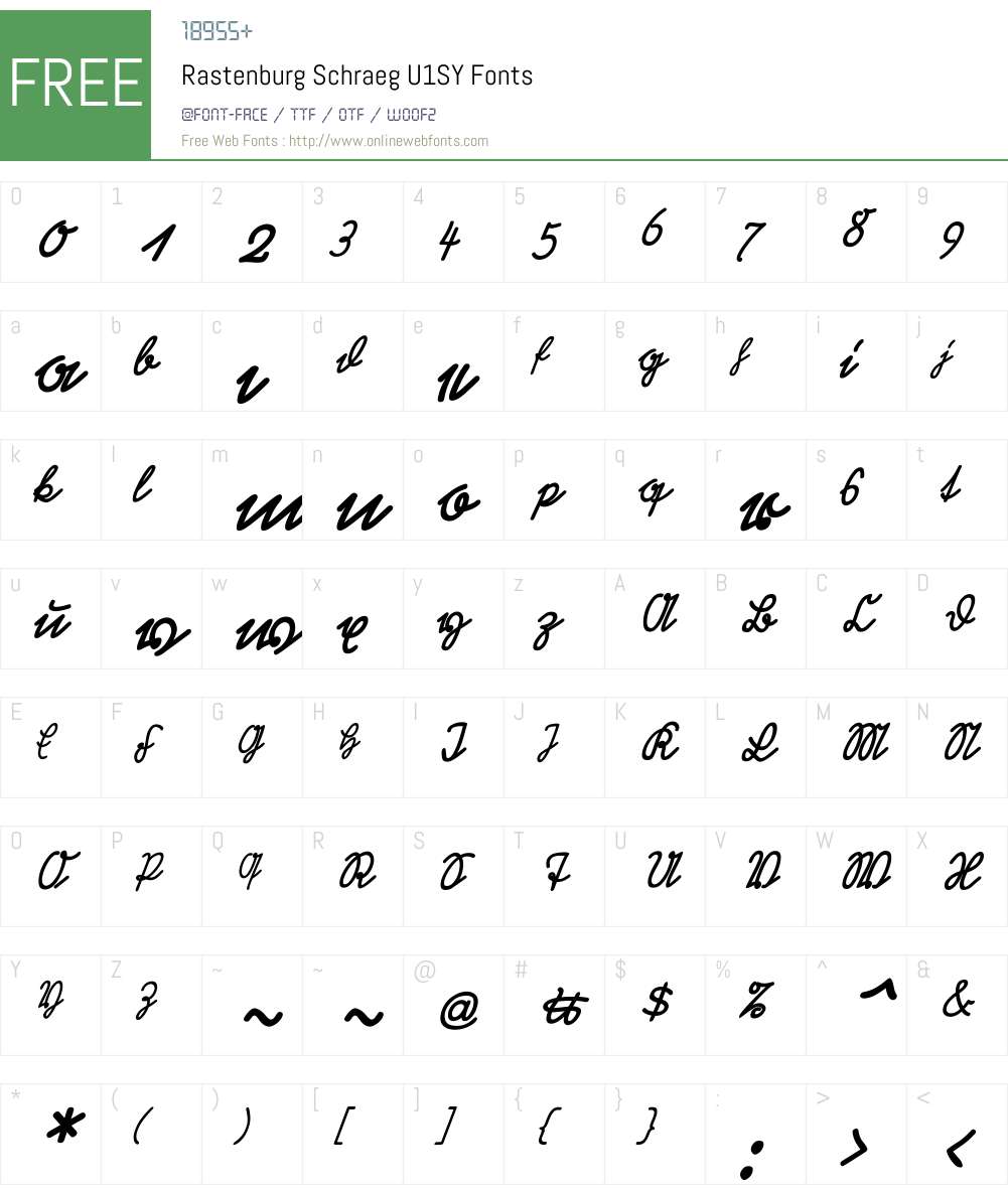 Rastenburg Schraeg U1SY Font Screenshots