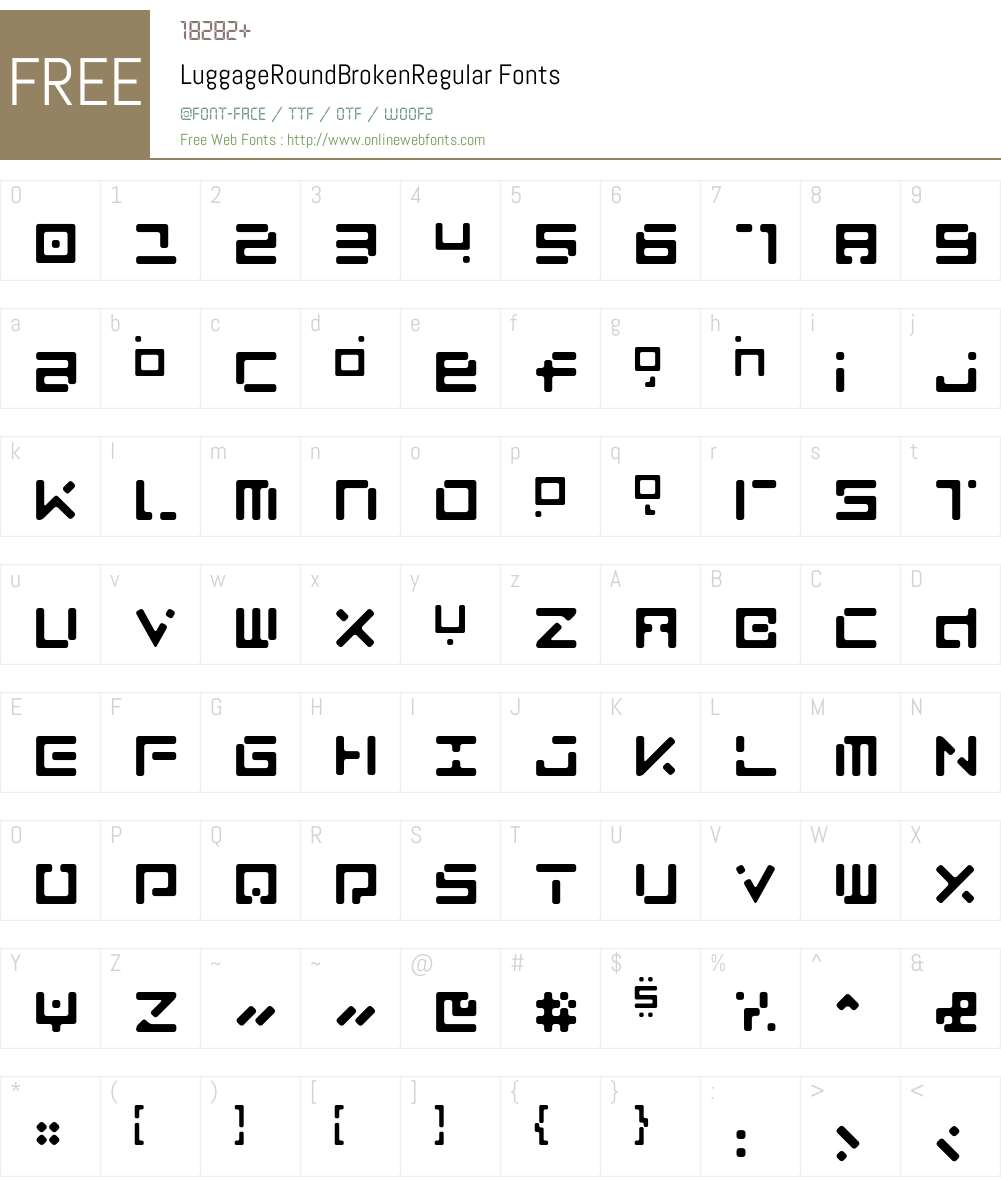 LuggageRoundBroken Font Screenshots