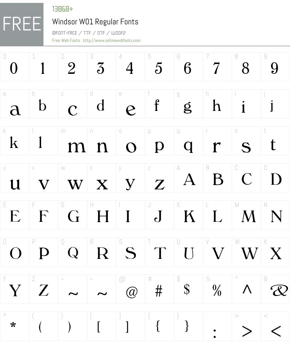 WindsorW01-Regular Font Screenshots
