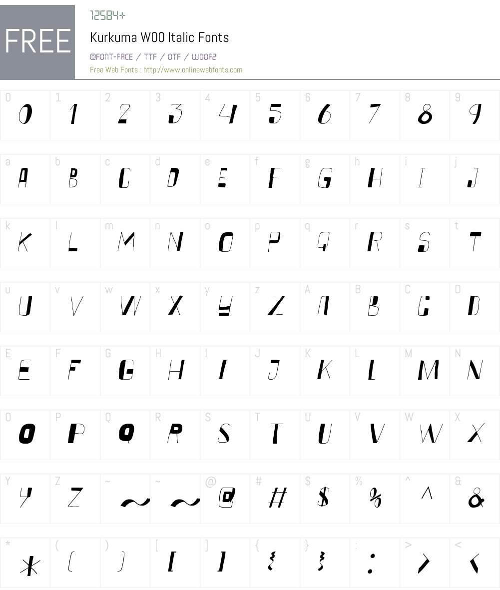 KurkumaW00-Italic Font Screenshots