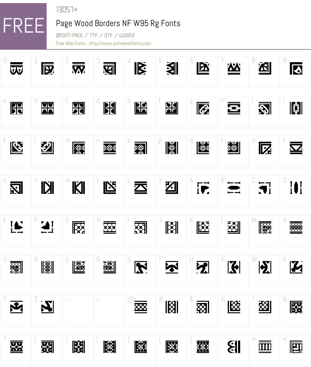 PageWoodBordersNFW95-Rg Font Screenshots