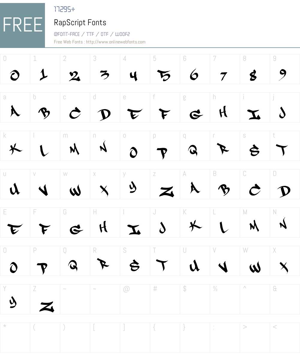 RapScript Font Screenshots