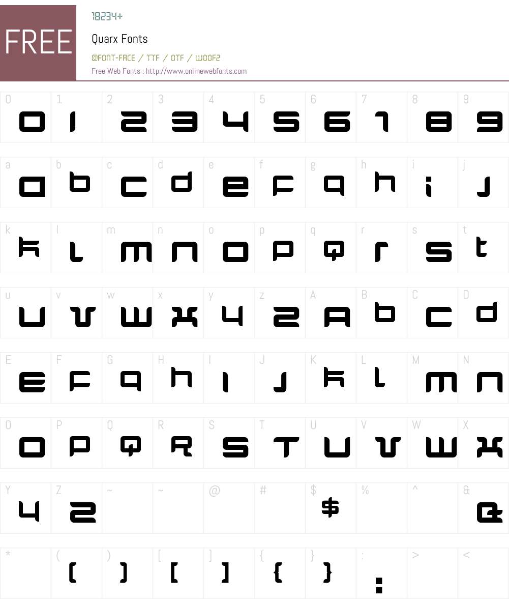 Quarx Font Screenshots