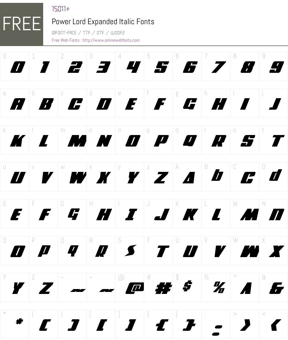 Power Lord Expanded Italic Font Screenshots