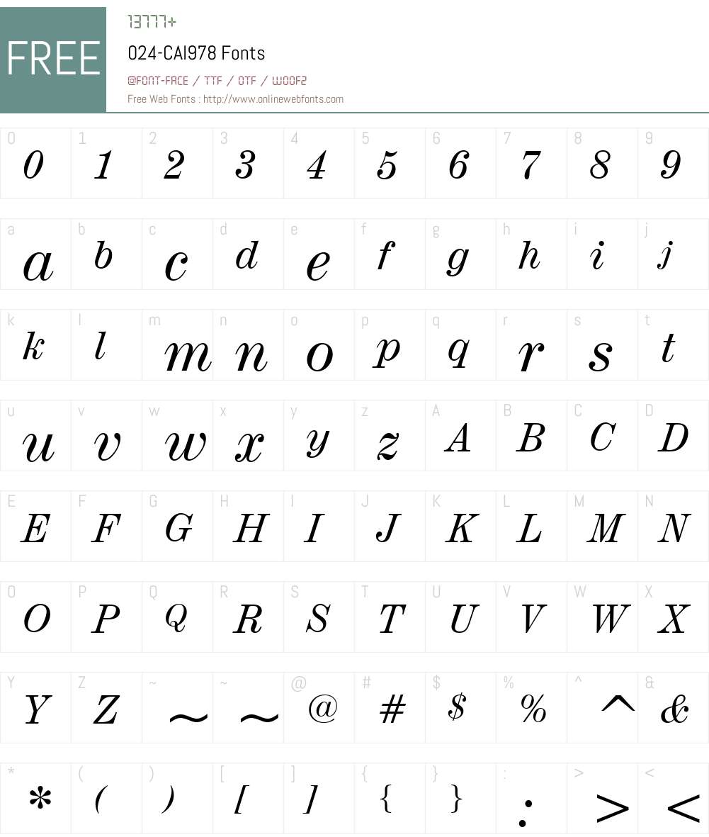 024-CAI978 Font Screenshots