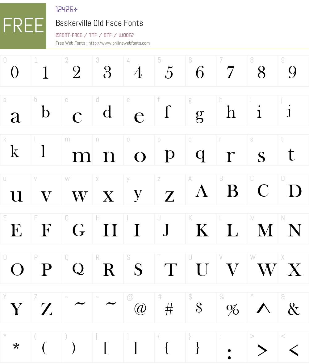 Baskerville Old Face Font Screenshots