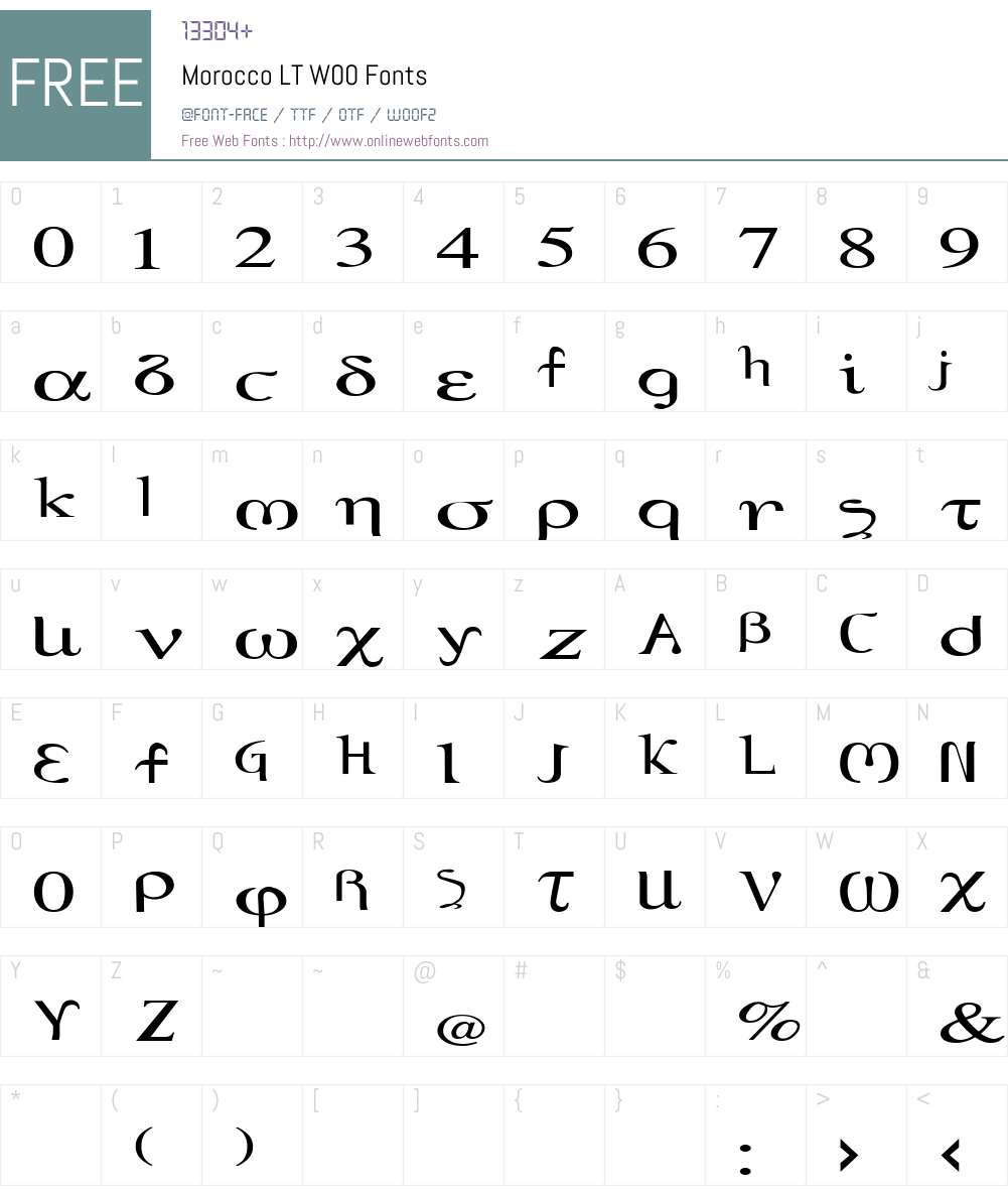 MoroccoLTW00 Font Screenshots