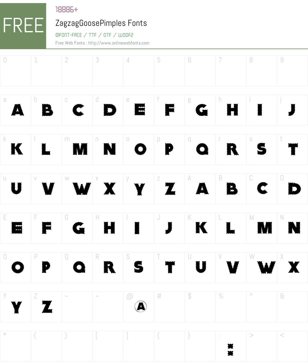 ZagzagGoosePimples Font Screenshots
