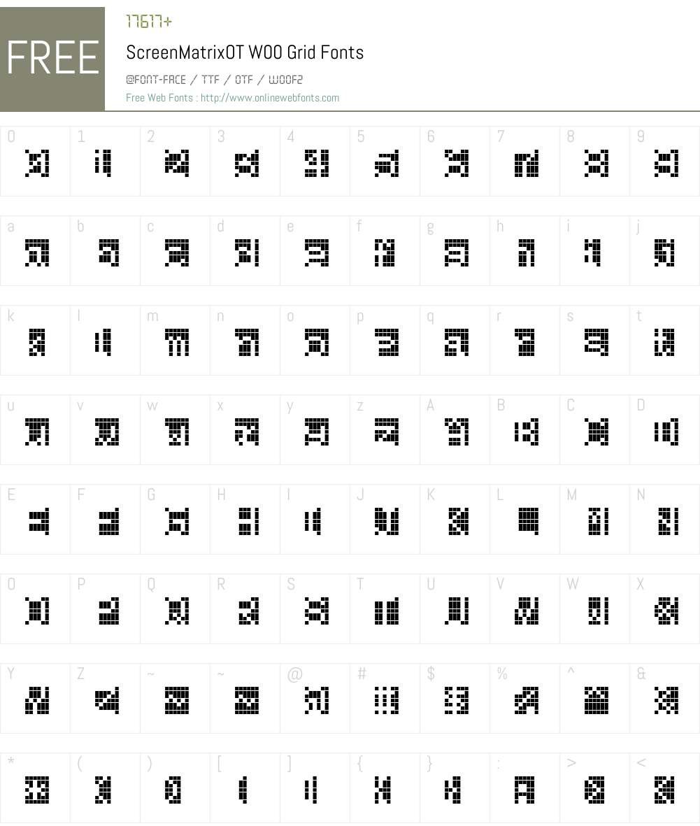 FF Screen Matrix Font Screenshots