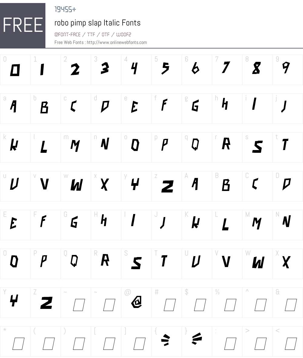 robo pimp slap Font Screenshots