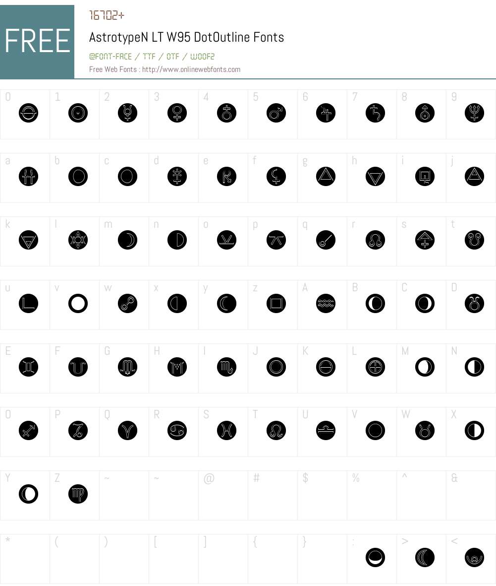 AstrotypeNLTW95-DotOutline Font Screenshots