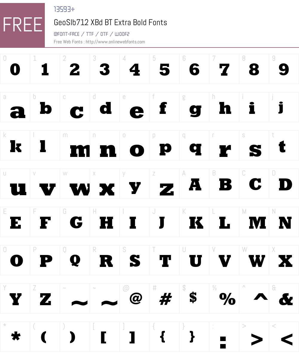 GeoSlb712 XBd BT Font Screenshots