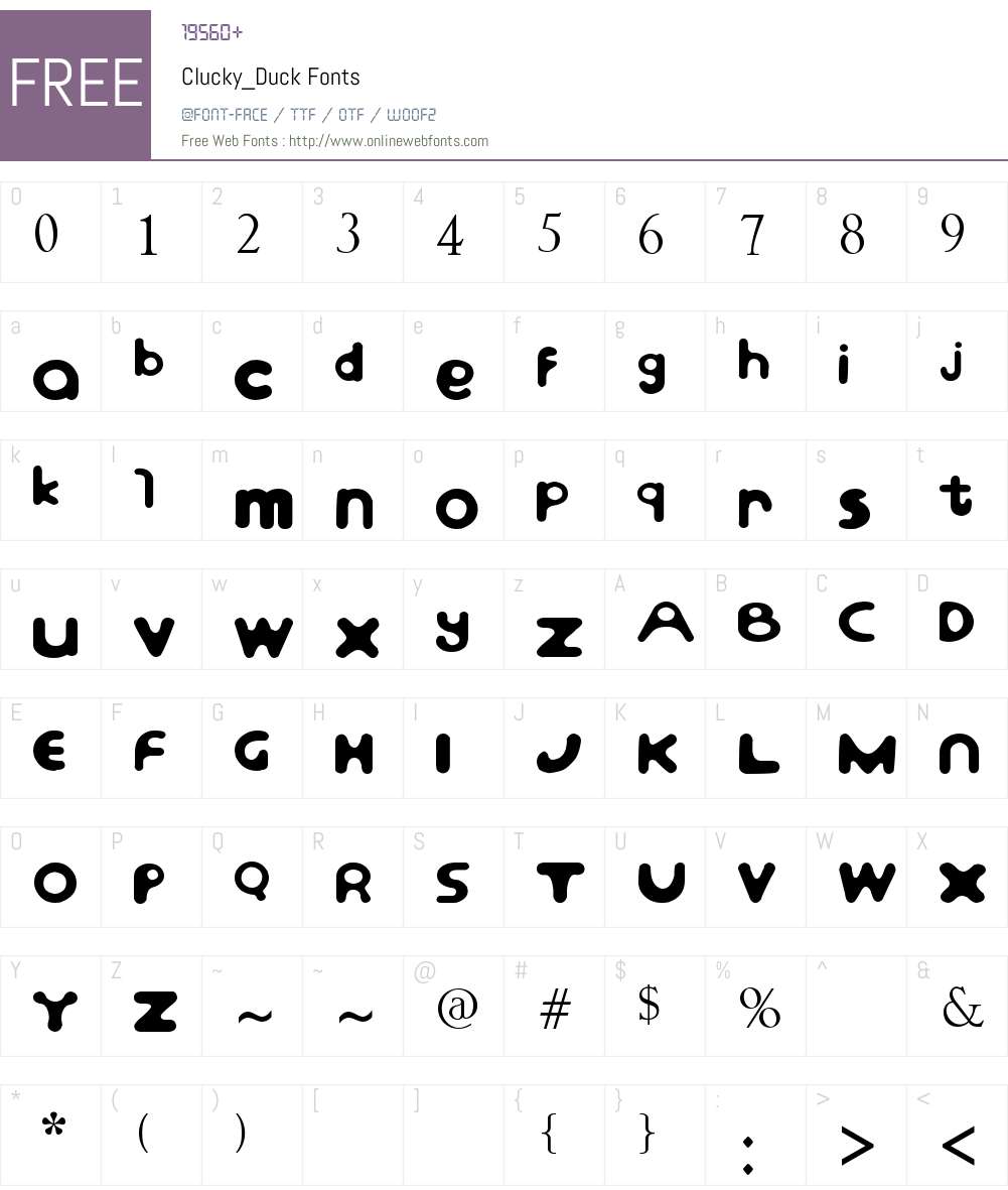 Clucky_Duck Font Screenshots