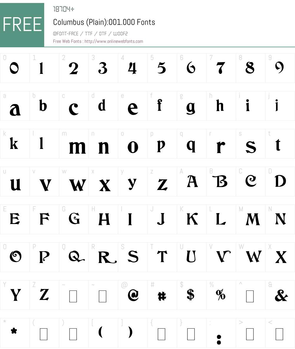 Columbus Font Screenshots