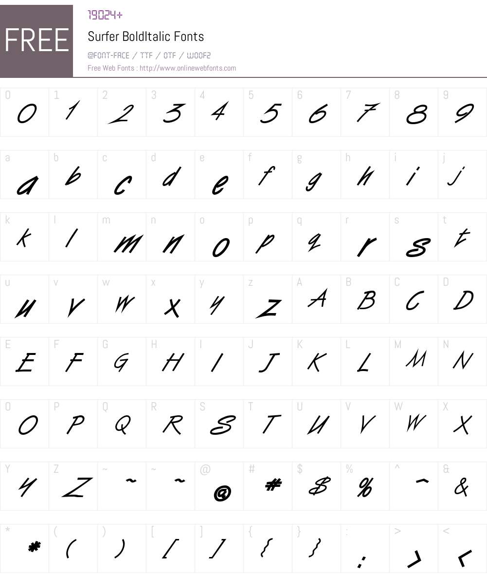 Surfer Font Screenshots