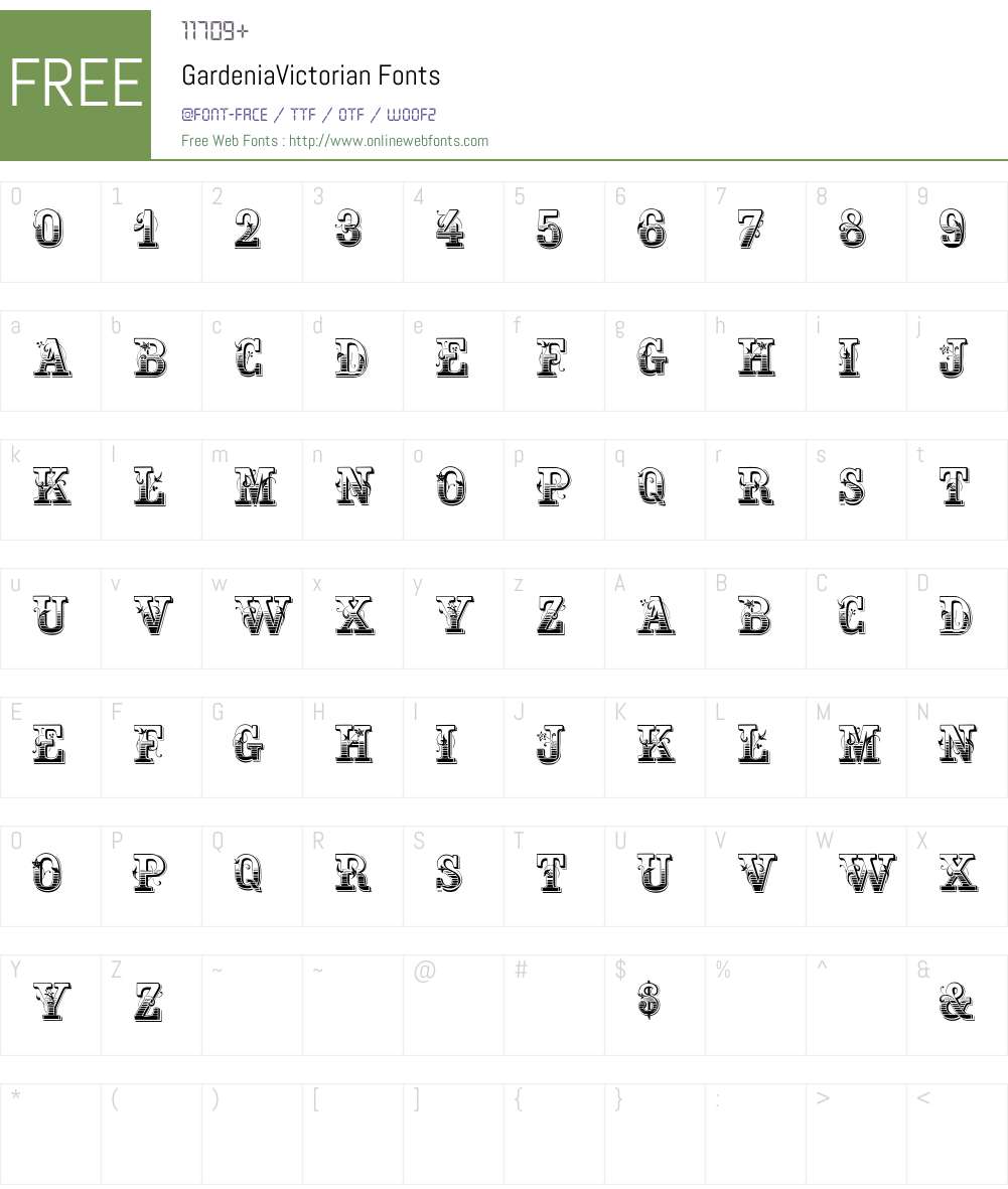 GardeniaVictorian Font Screenshots