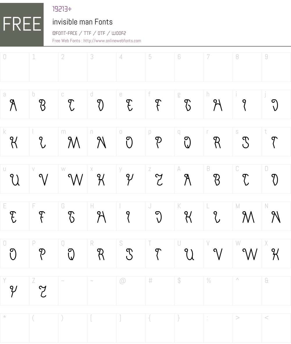 invisible man Font Screenshots