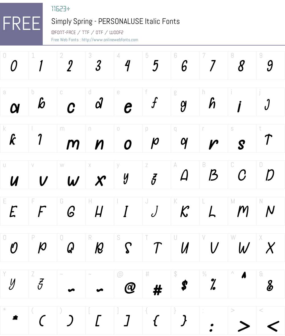 Simply Spring - PERSONALUSE Italic 1.00;January 28, 2022;FontCreator 13 ...