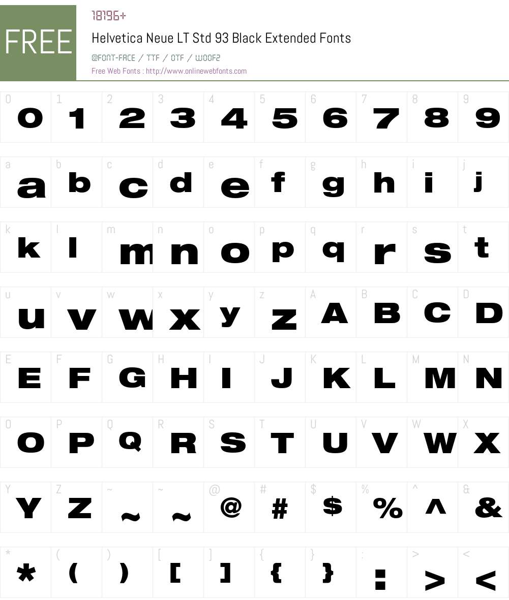 Helvetica Neue LT Std Font Screenshots