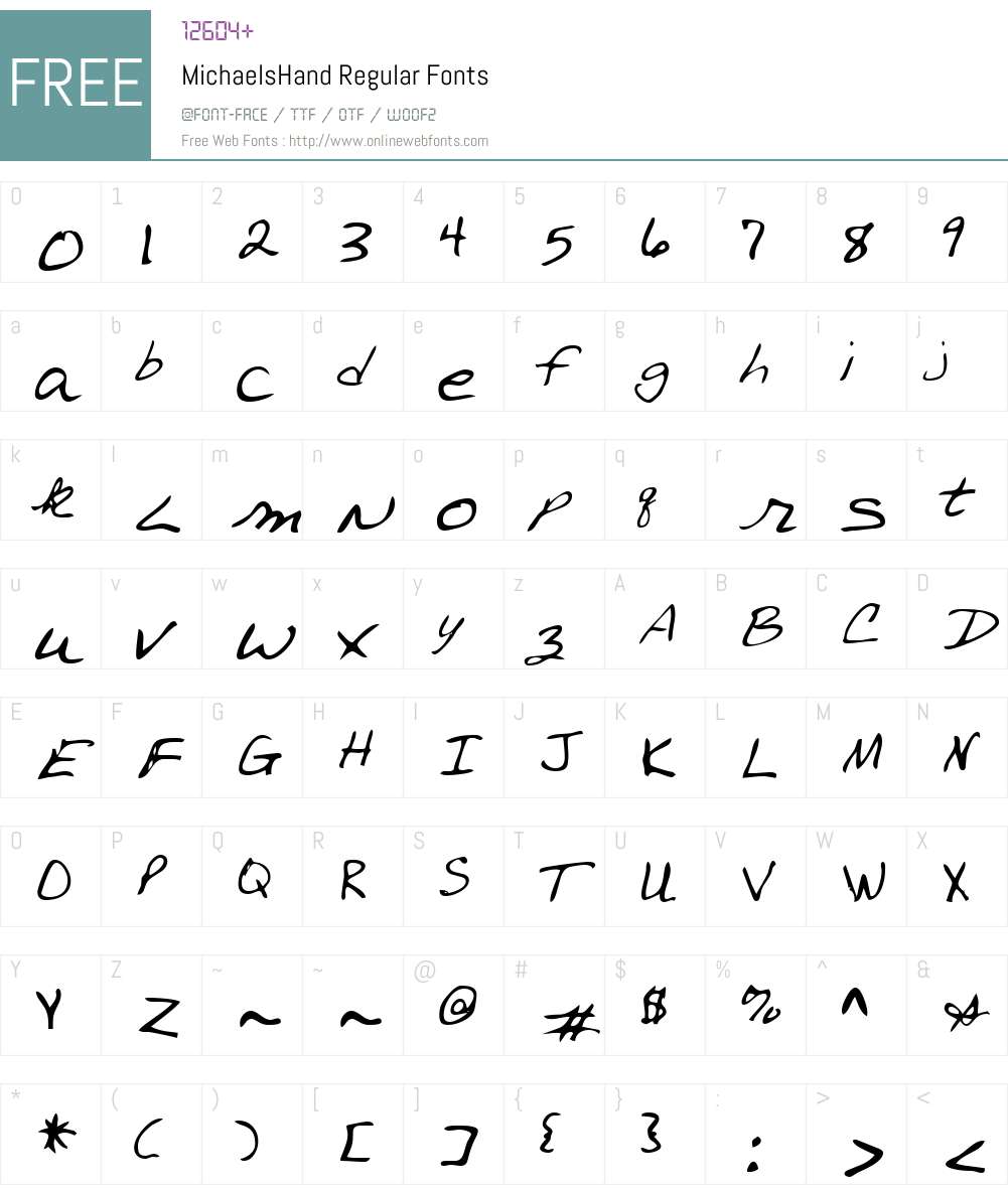 MichaelsHand Font Screenshots