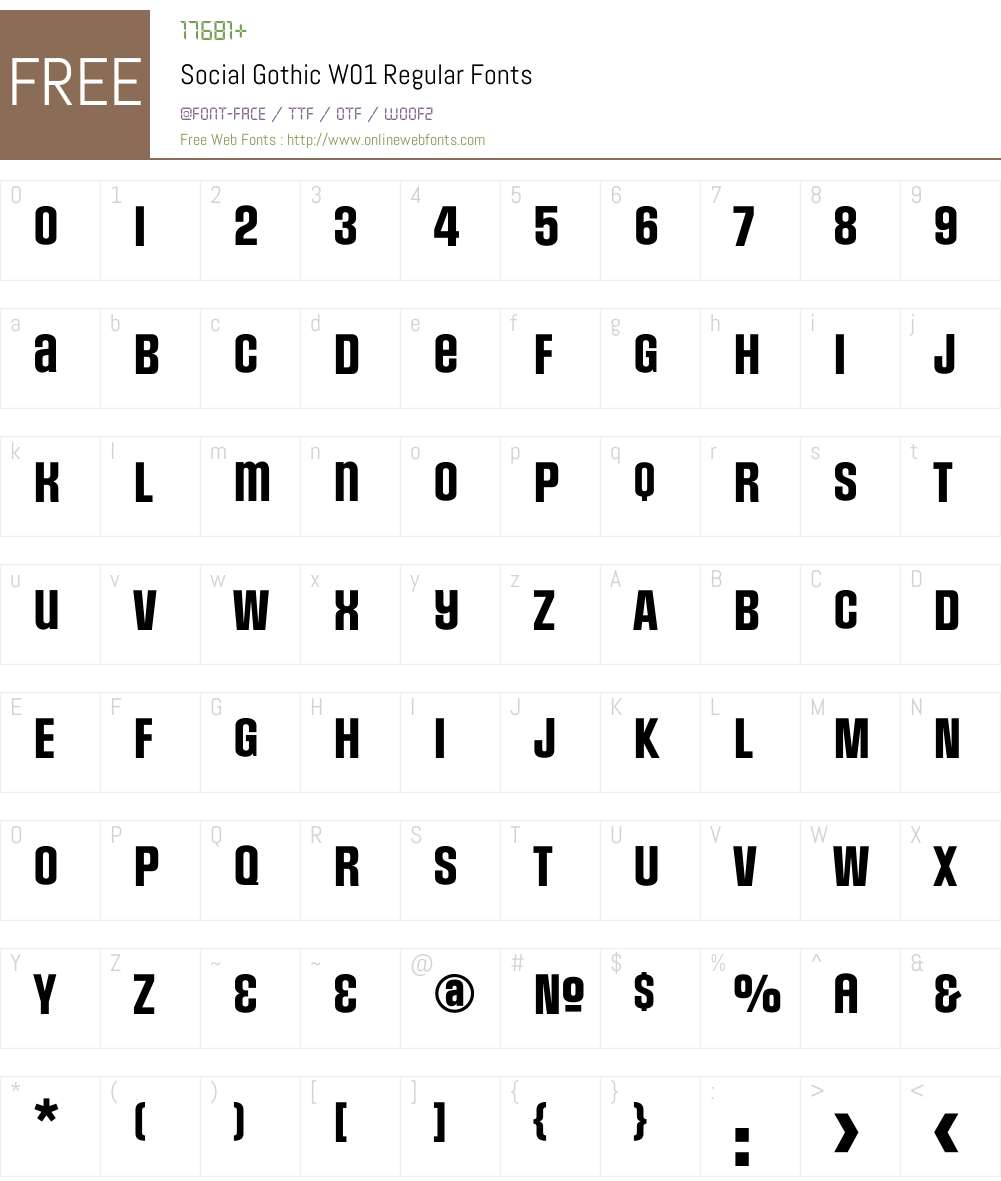 SocialGothicW01-Regular Font Screenshots