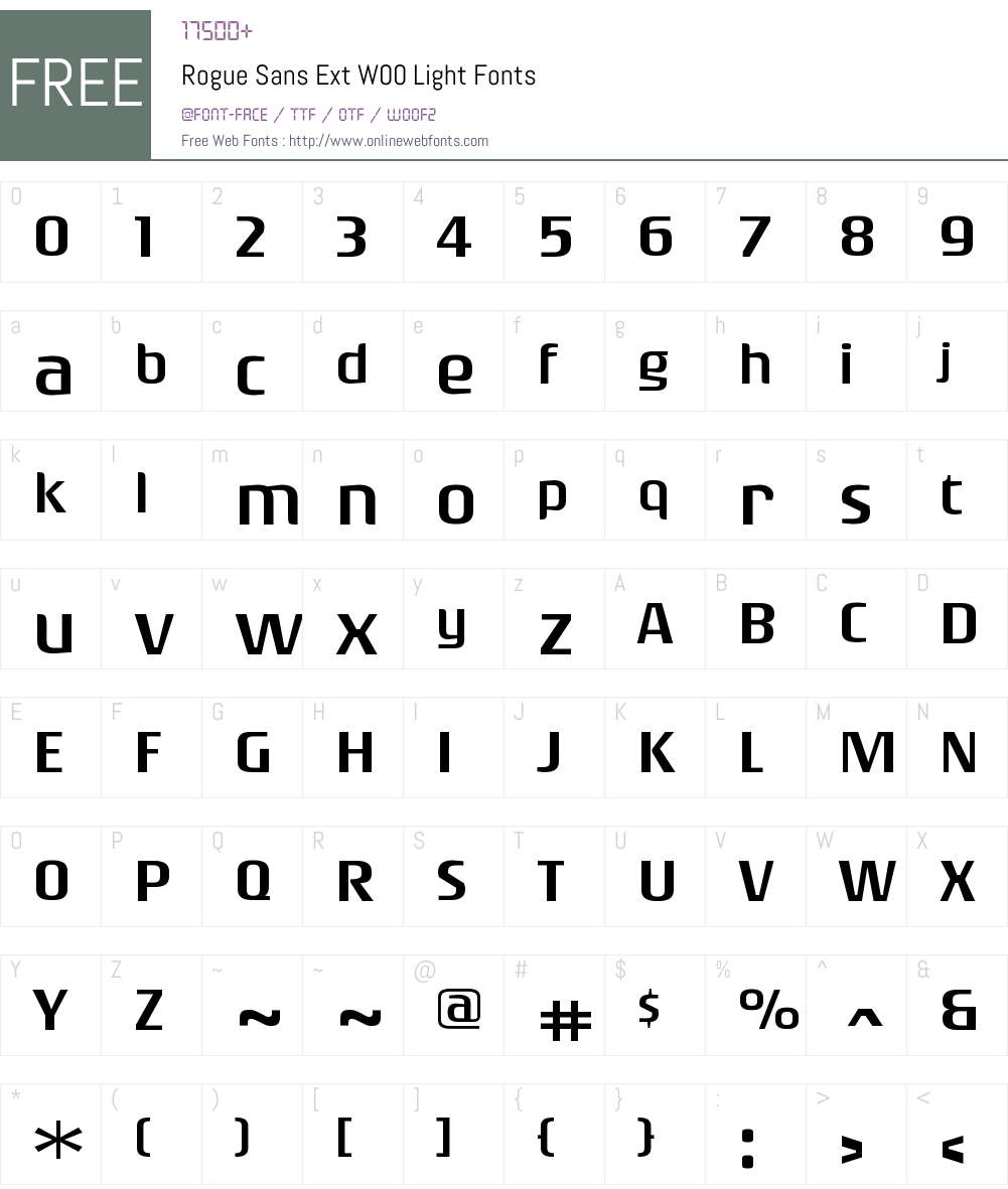 RogueSansExtW00-Light Font Screenshots