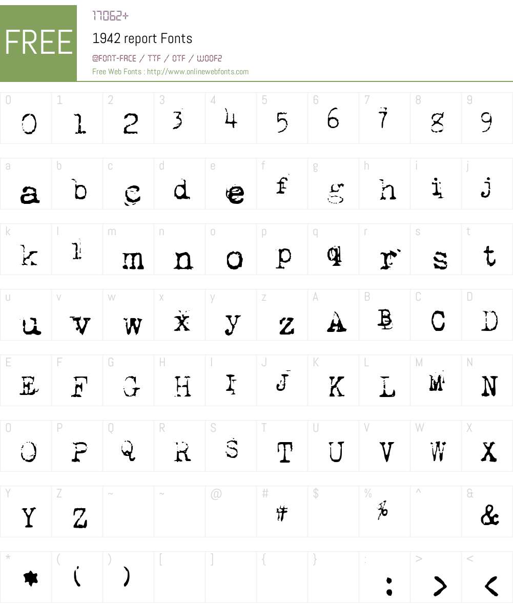 1942 report Font Screenshots