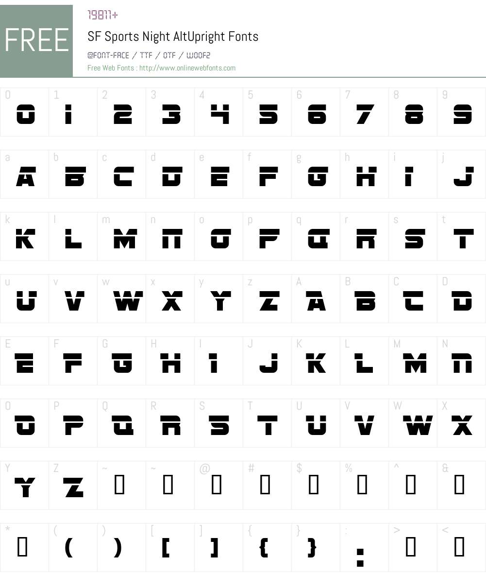 SF Sports Night AltUpright Font Screenshots