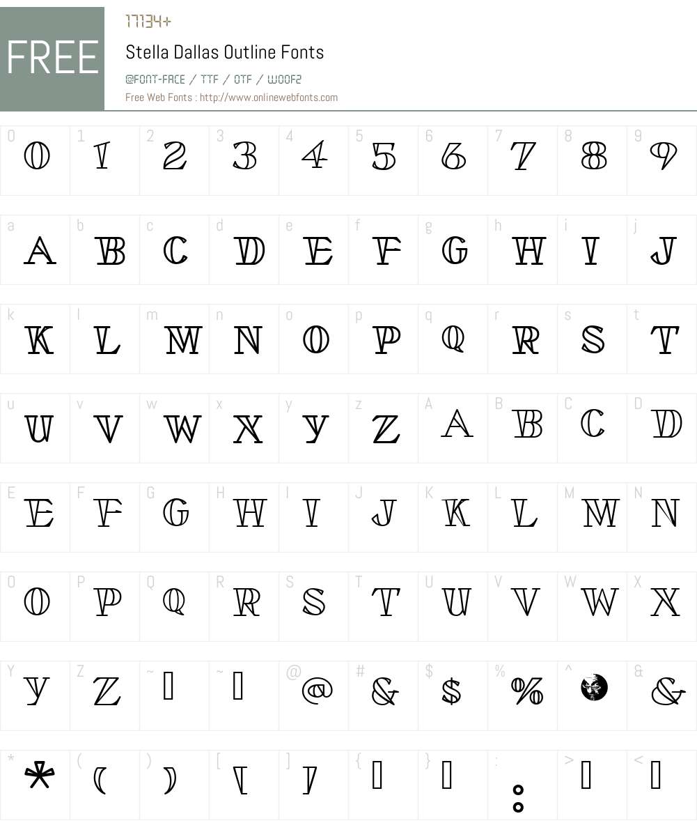 Stella Dallas Outline Font Screenshots