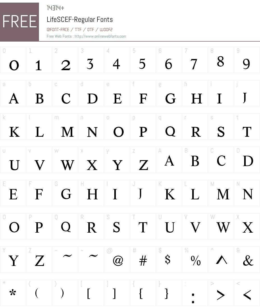 LifeSCEF Font Screenshots