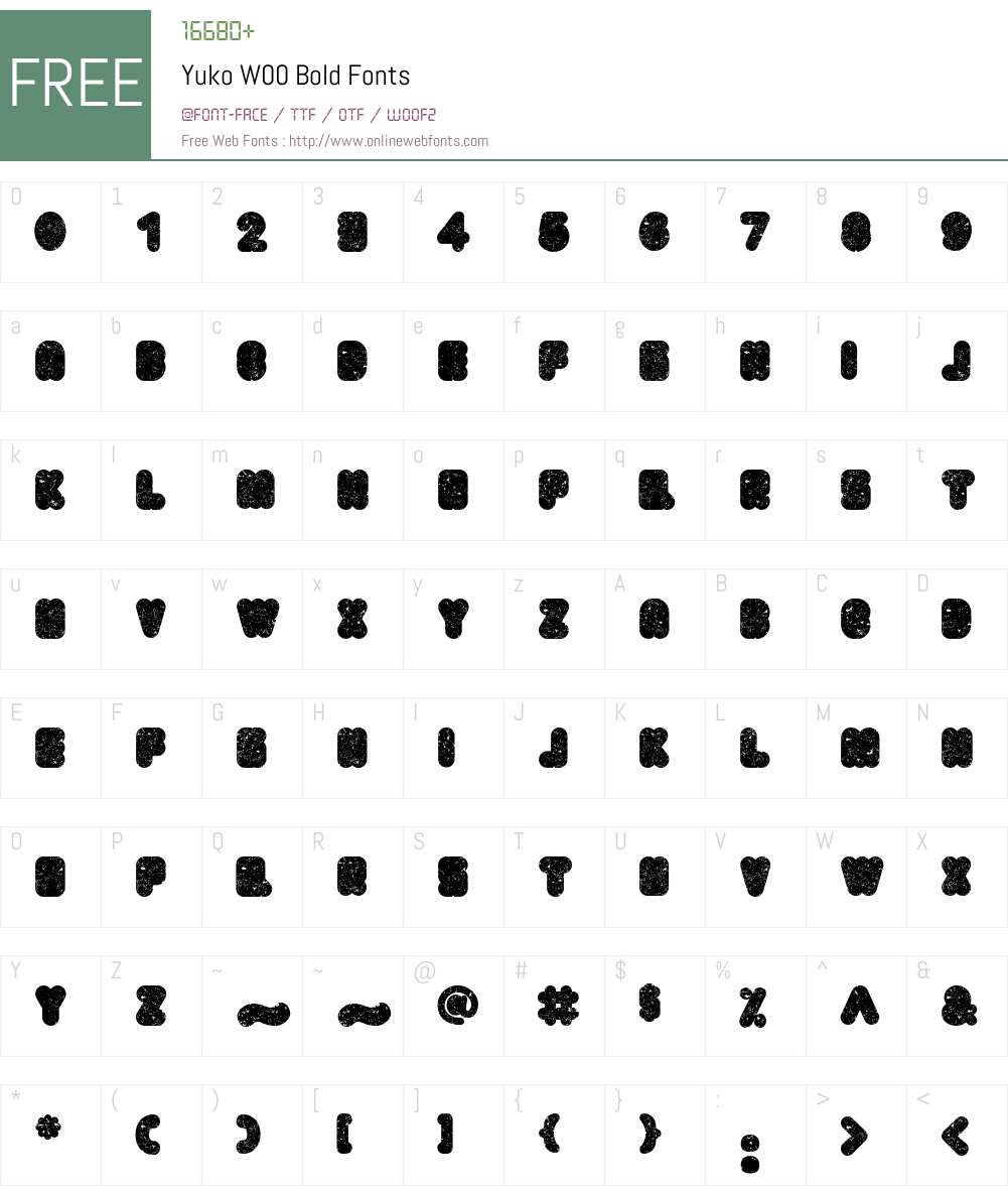YukoW00-Bold Font Screenshots