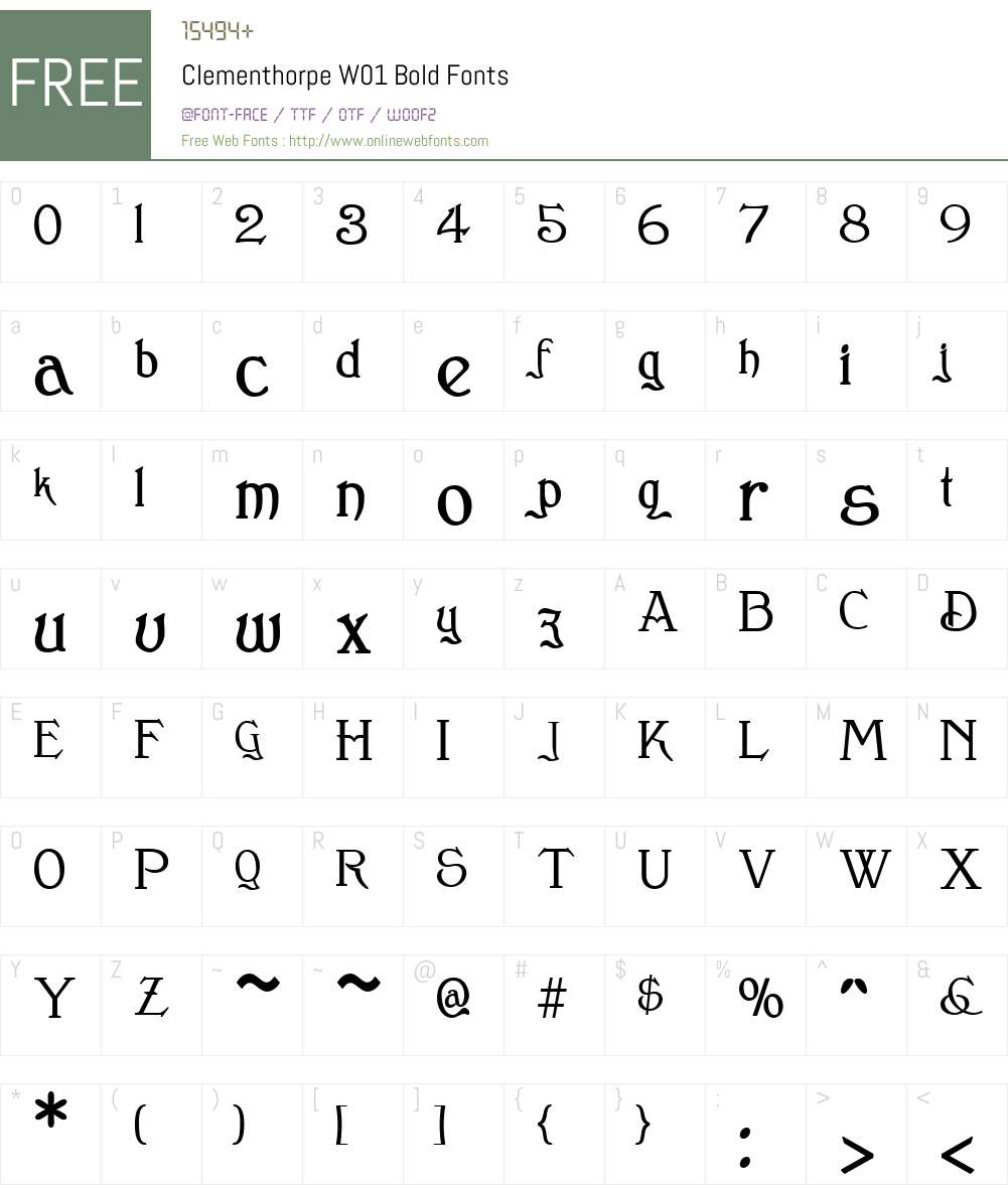 ClementhorpeW01-Bold Font Screenshots
