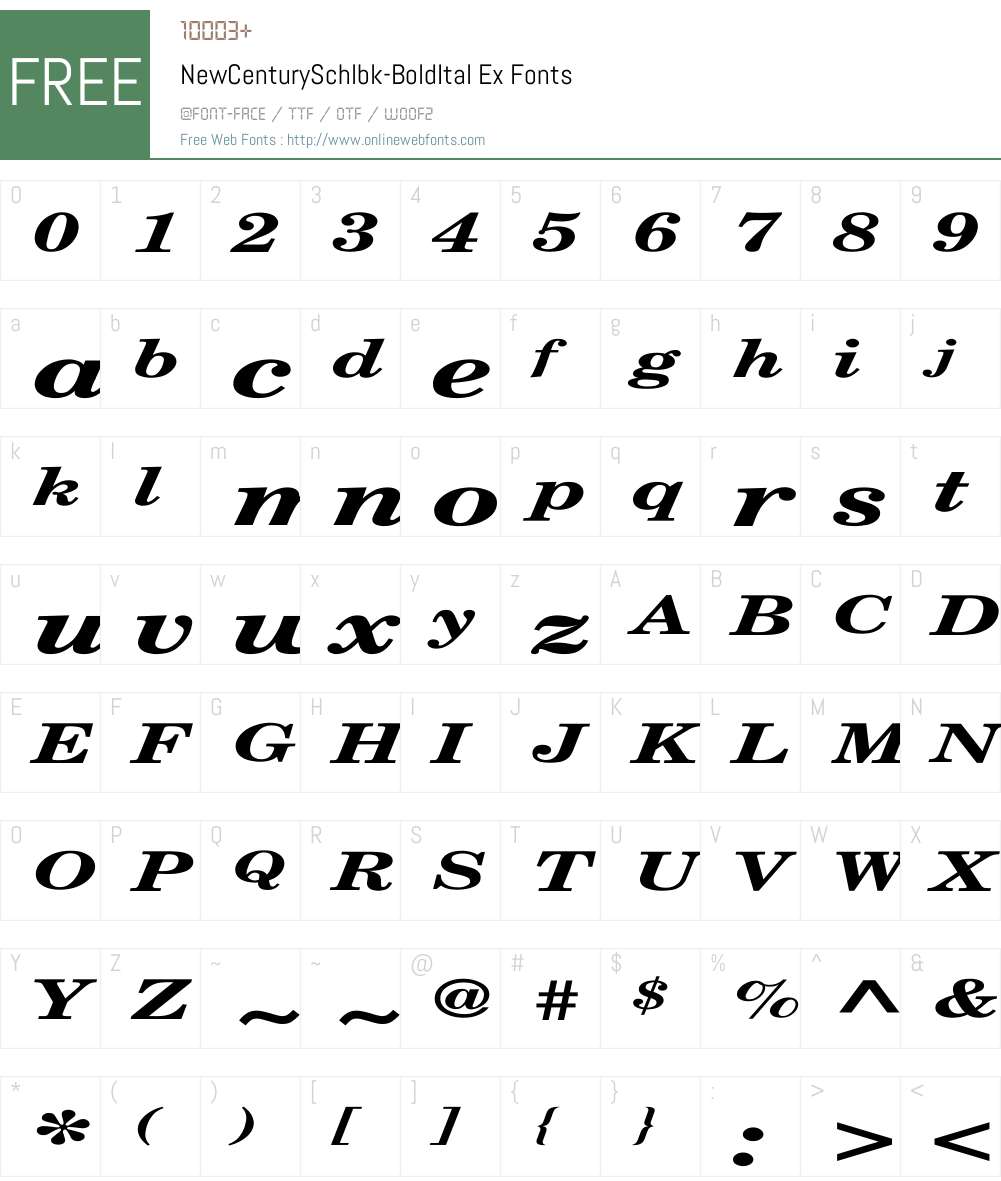 NewCenturySchlbk-BoldItal Ex Font Screenshots