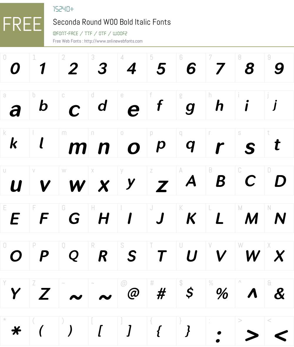SecondaRoundW00-BoldItalic Font Screenshots