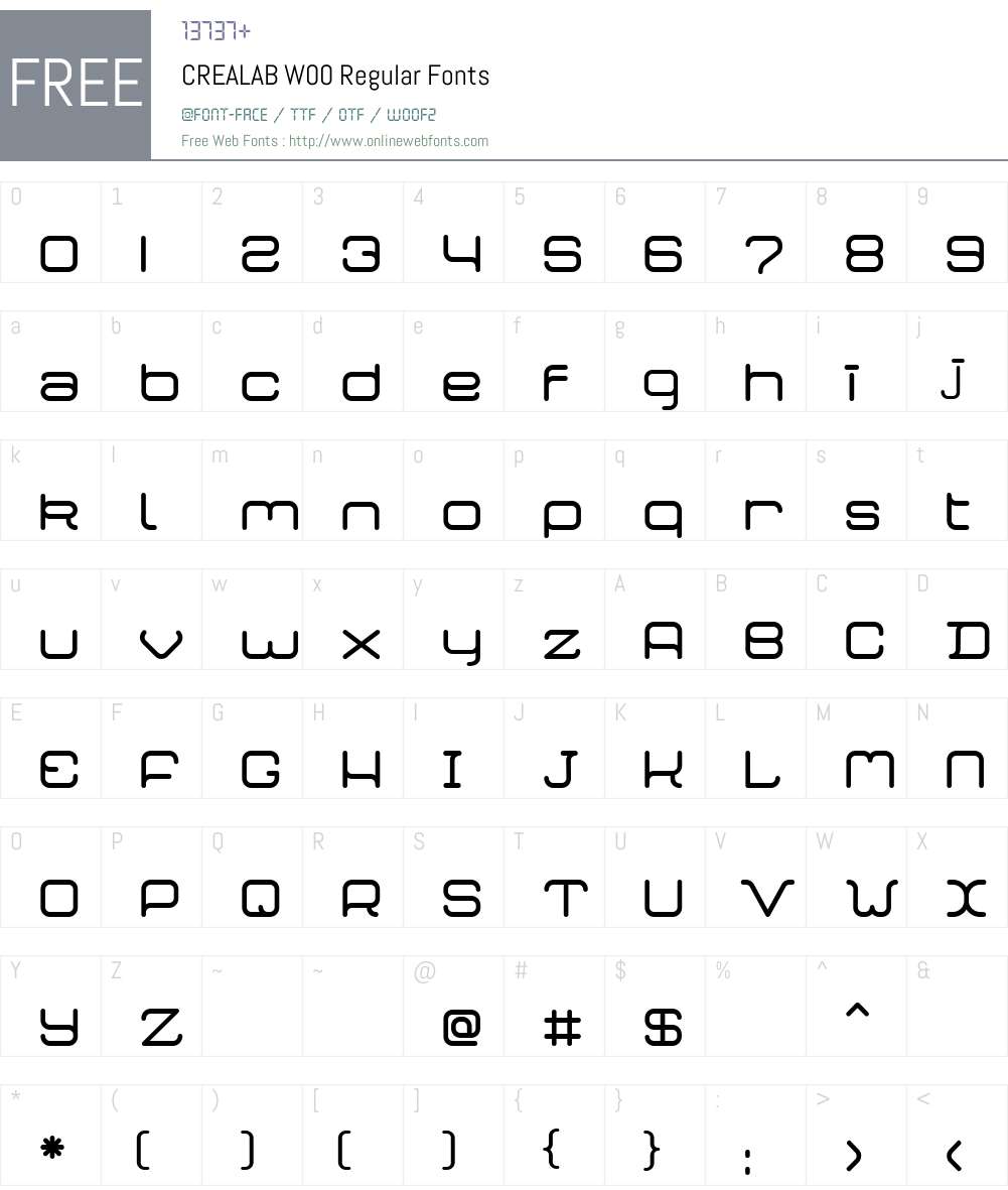 CREALABW00-Regular Font Screenshots