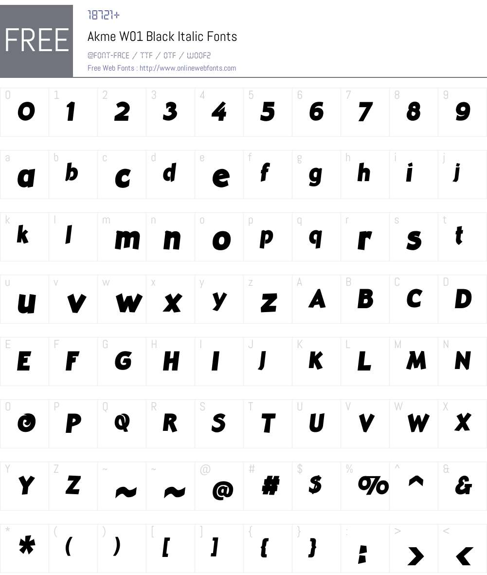 AkmeW01-BlackItalic Font Screenshots
