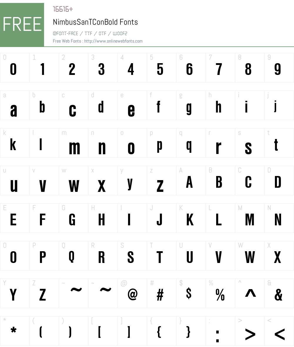 NimbusSanTConBold Font Screenshots