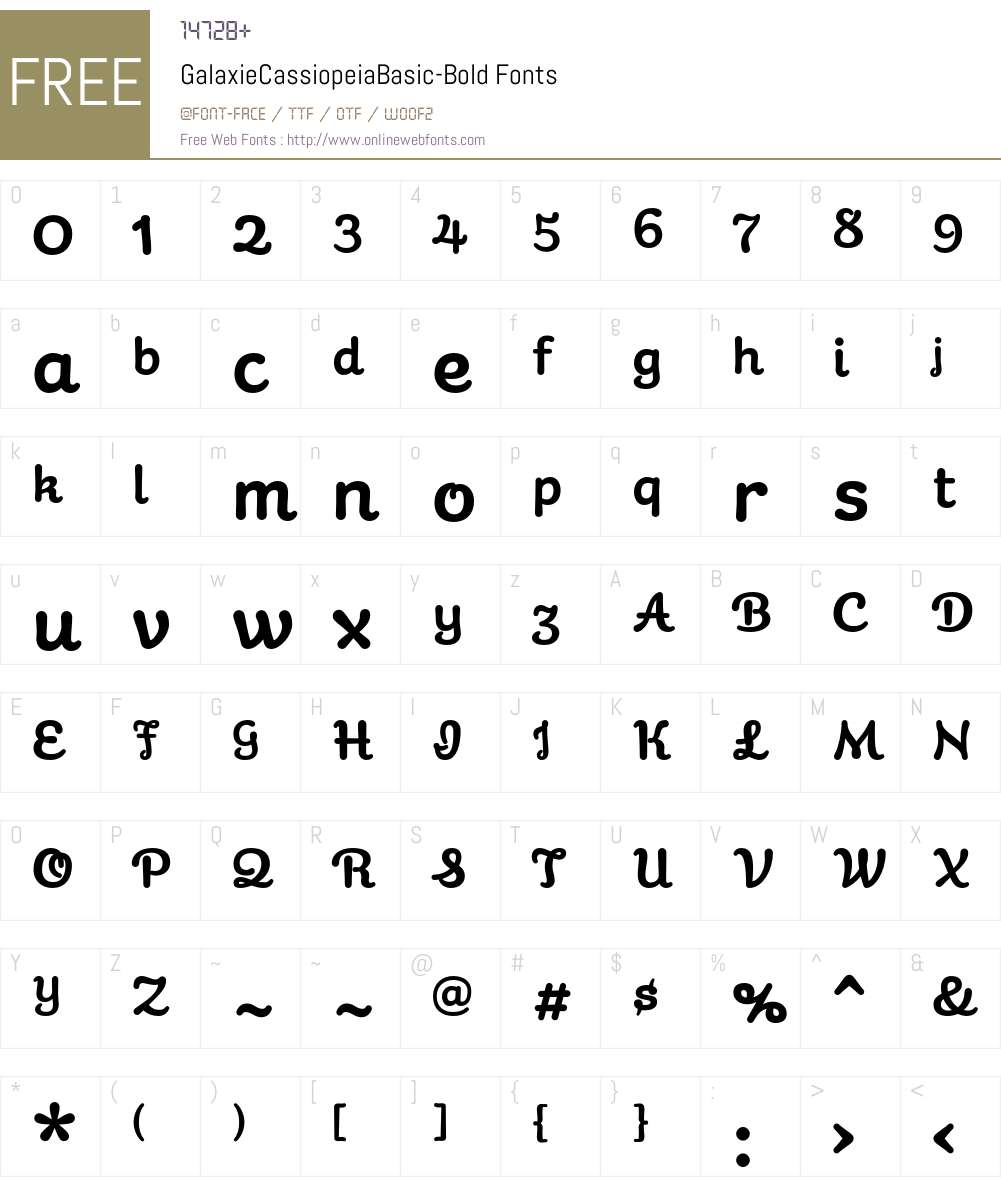 Galaxie Cassiopeia Basic Font Screenshots