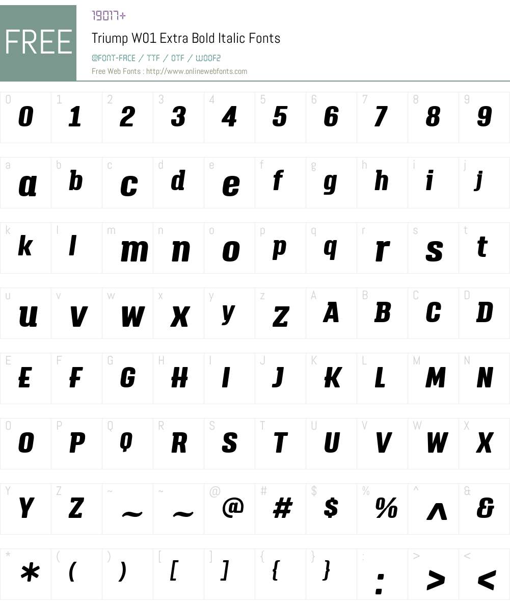TriumpW01-ExtraBoldItalic Font Screenshots