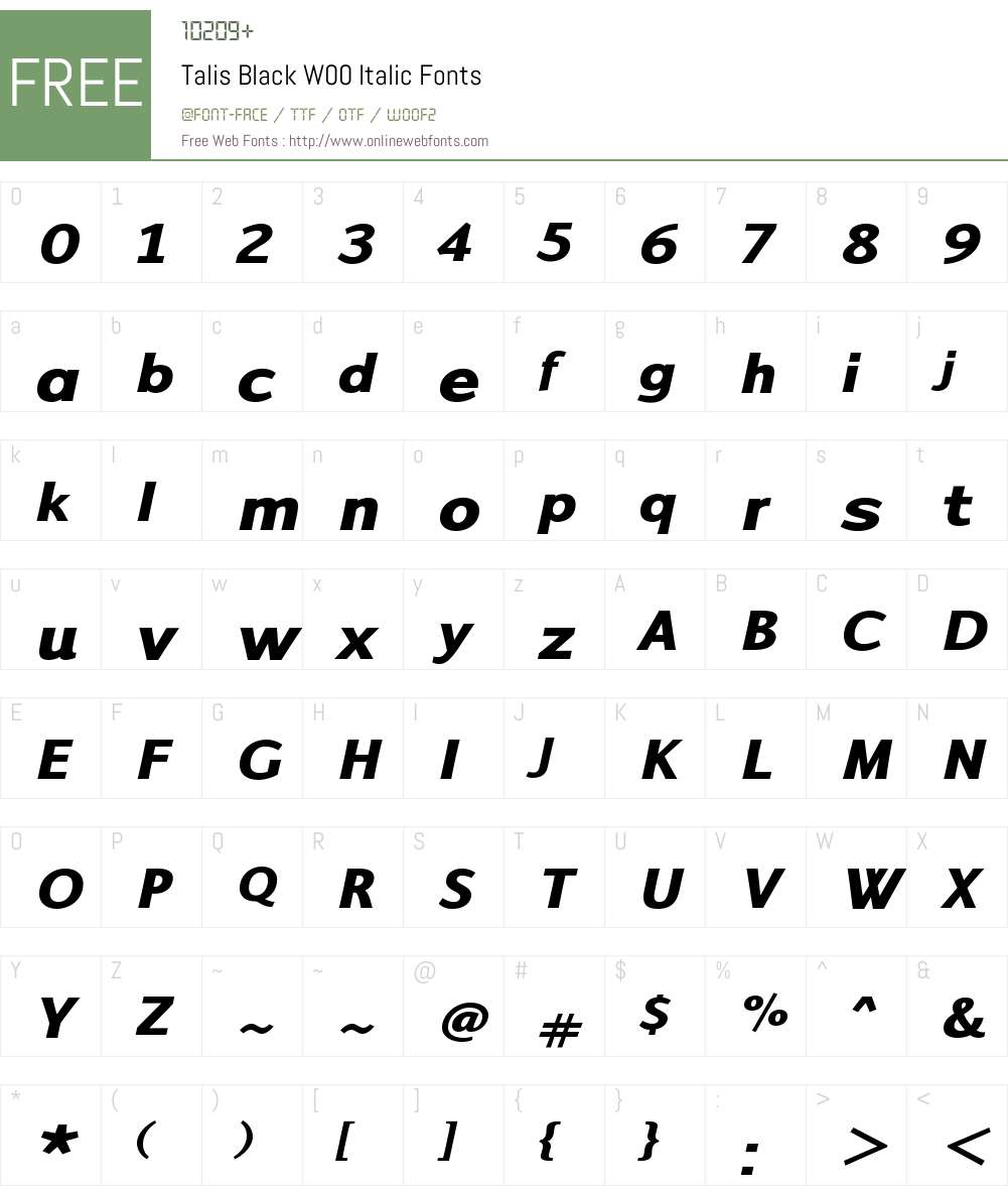 TalisBlackW00-Italic Font Screenshots