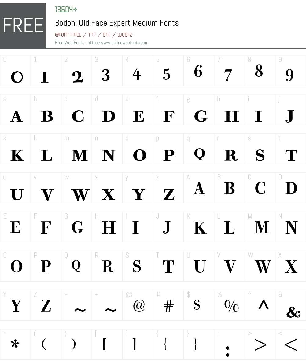 Bodoni Old Face Expert BQ Font Screenshots